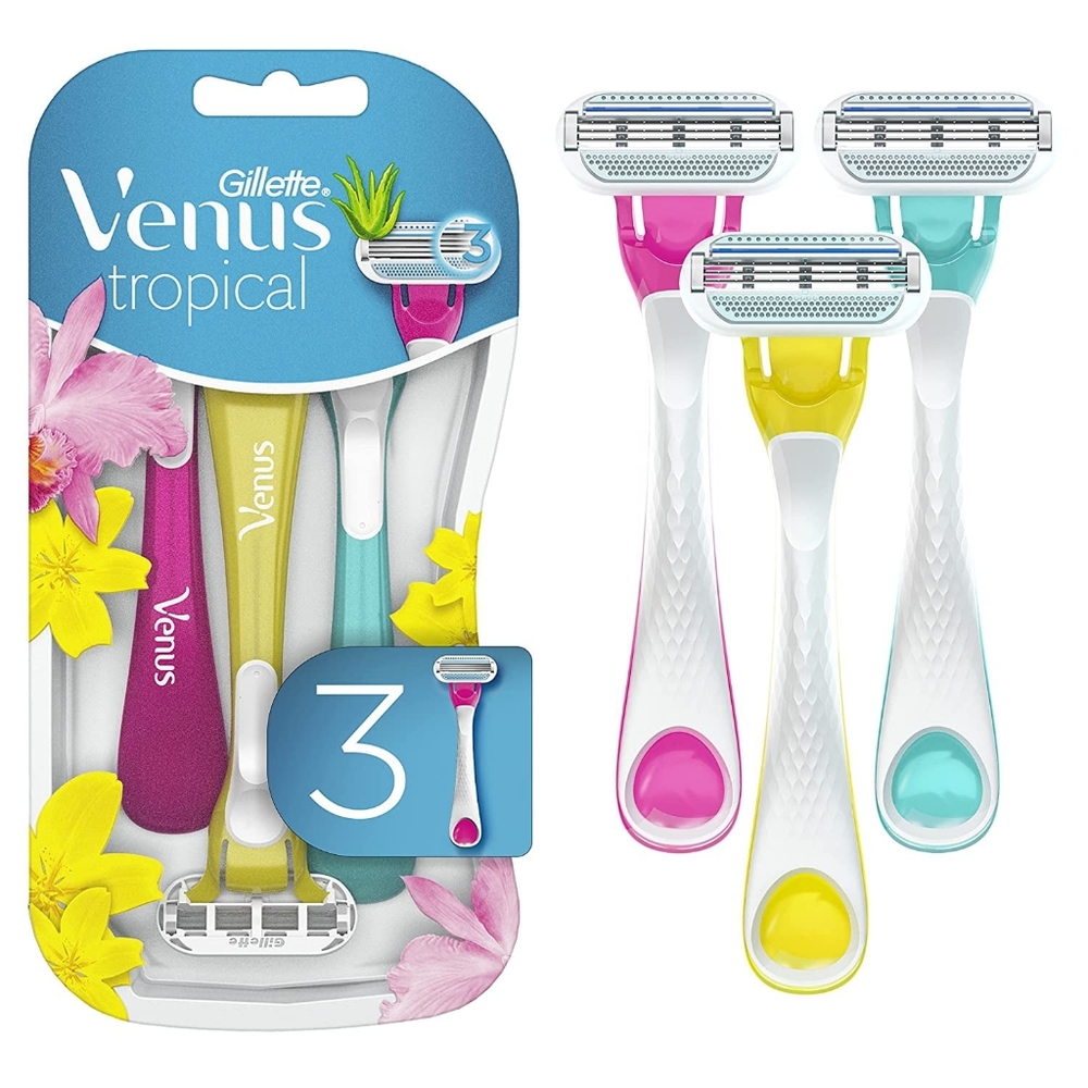 2 Pack Gillette Venus Tropical Disposable Razors for Women, 3 Count Each